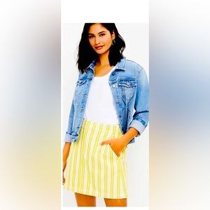 Loft yellow and white striped skirt, size 6, new with tags
